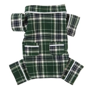 Dog Pet Pajamas Flannel PJs Green Plaid Cotton 🐕